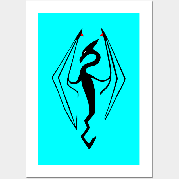 Skyrim Dragon Video Game Logo Wall Art by kinu